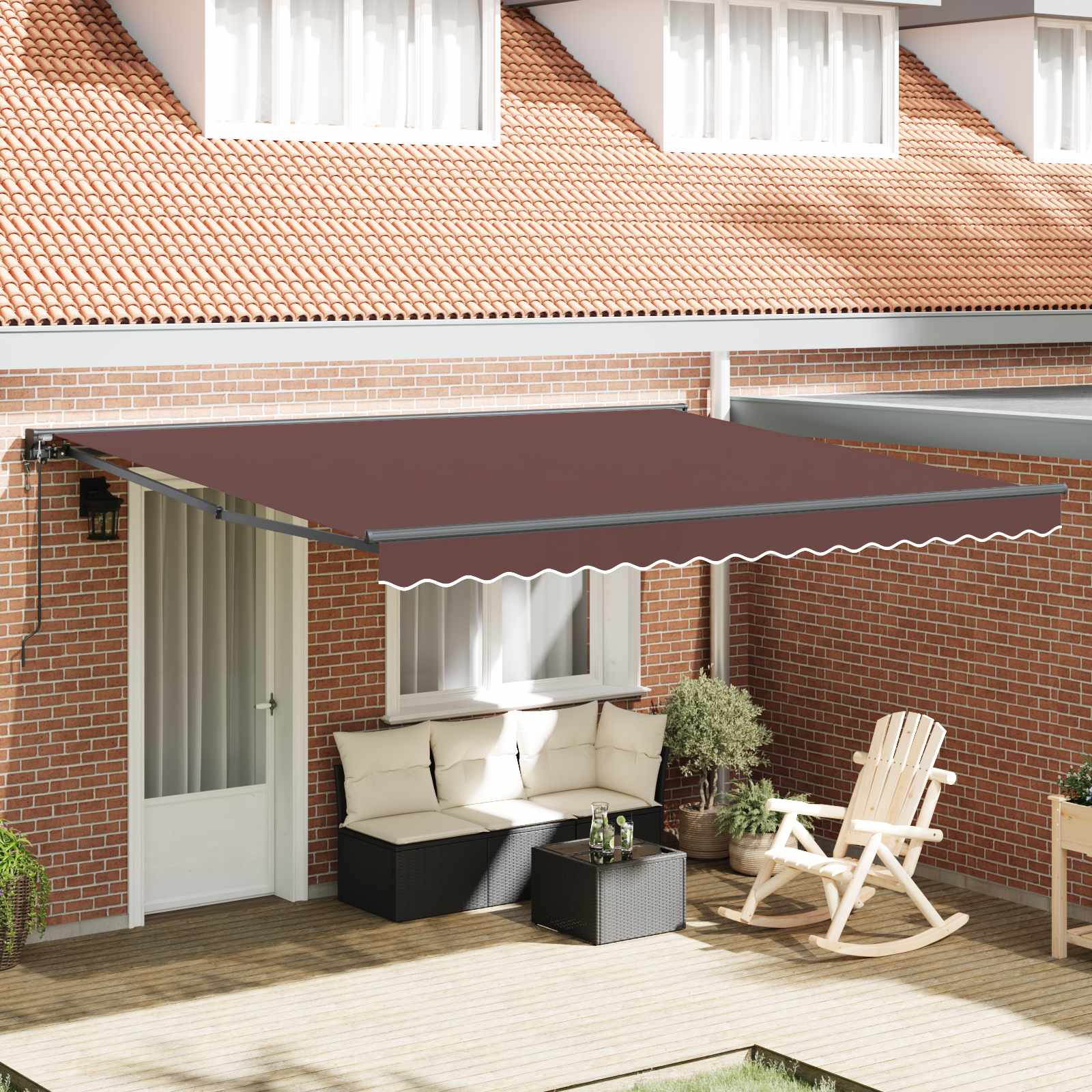 vidaXL Rama markizy Brązowy 400 × 300 cm Poliester z powłoką PU