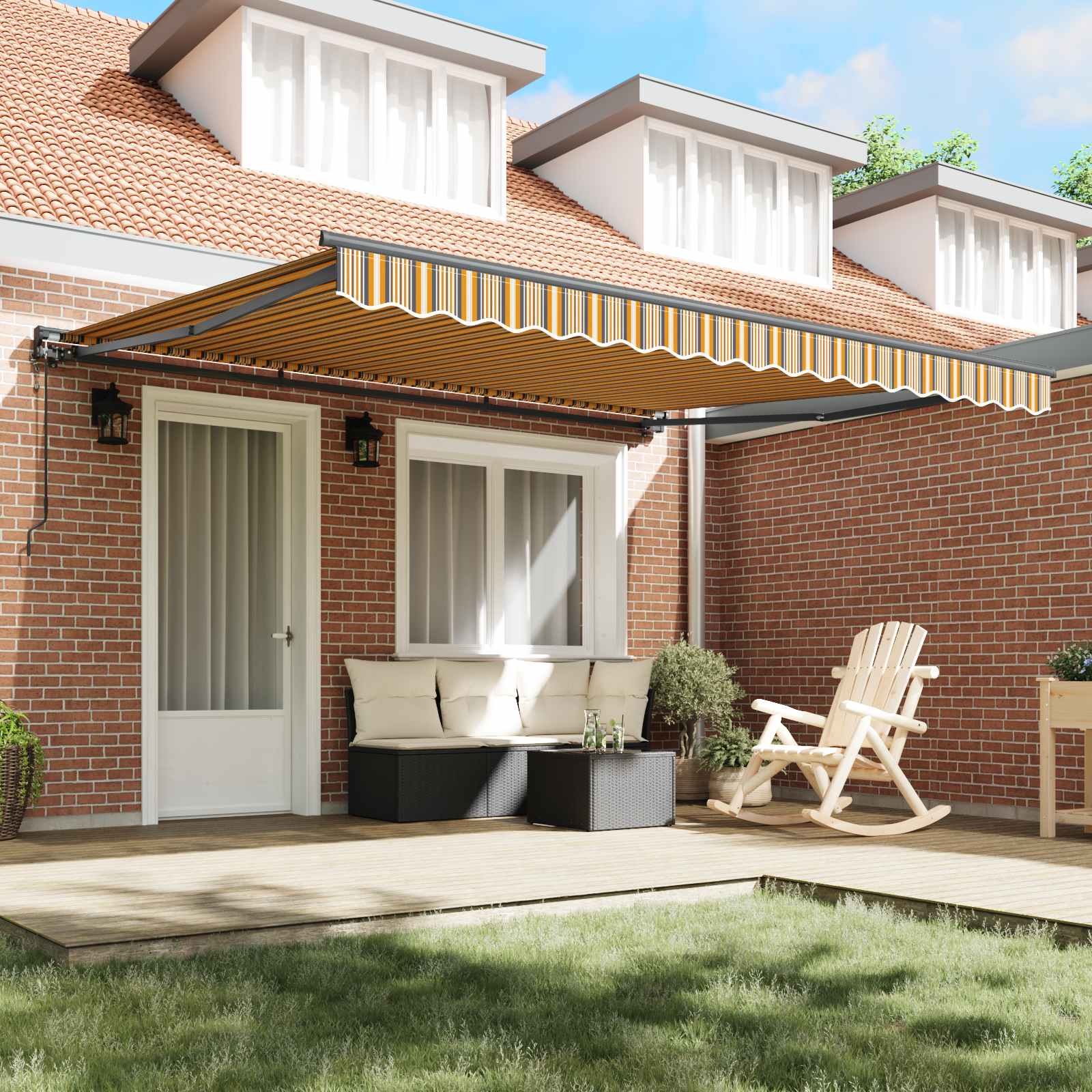 vidaXL Rama markizy Żółty i Szary 400 × 300 cm Poliester z powłoką PU