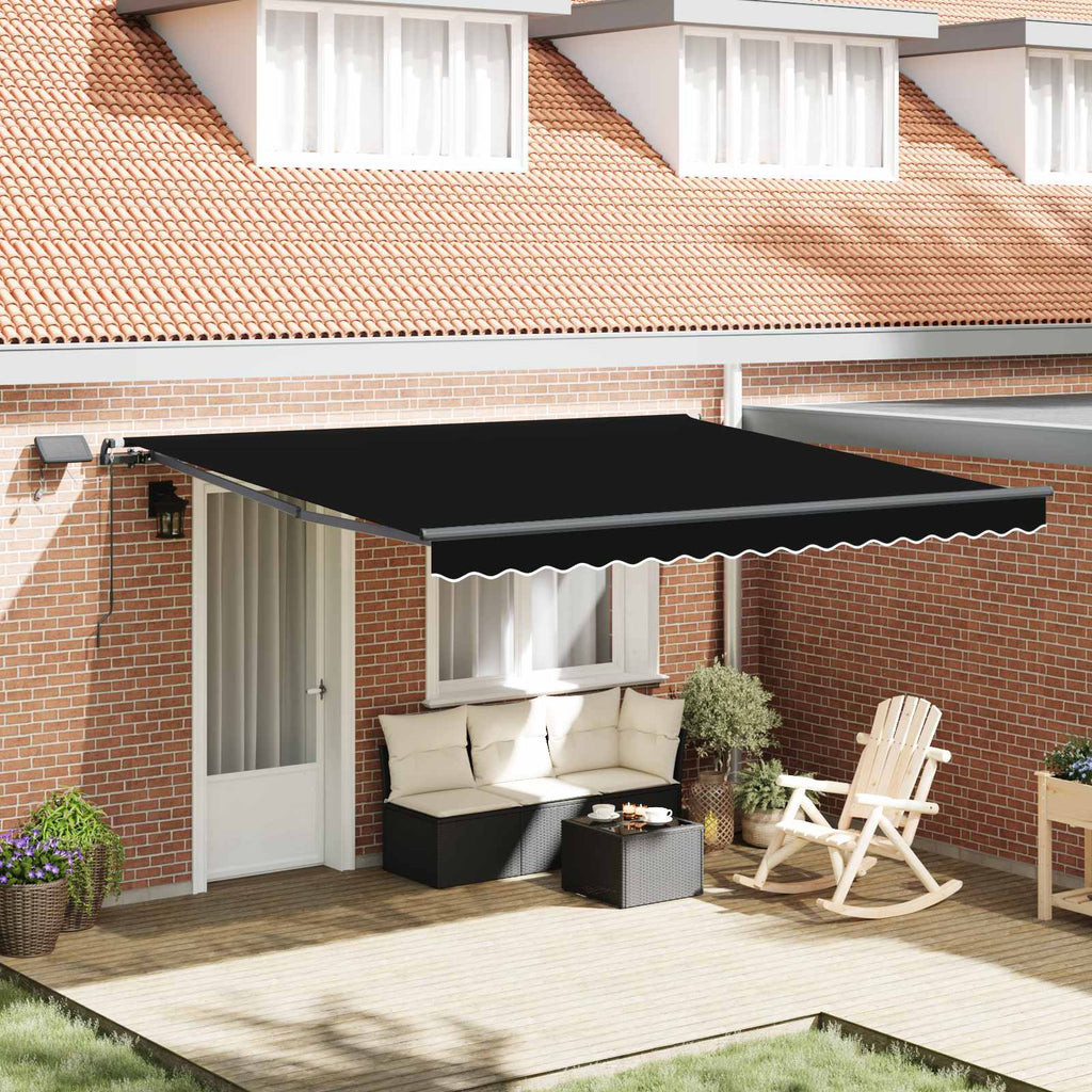 vidaXL Markiza wysuwana Czarny 400 × 300 cm Tkanina i aluminium