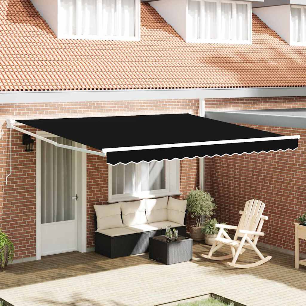 vidaXL Markiza wysuwana Czarny 400 × 300 cm 100% Poliester i Aluminium