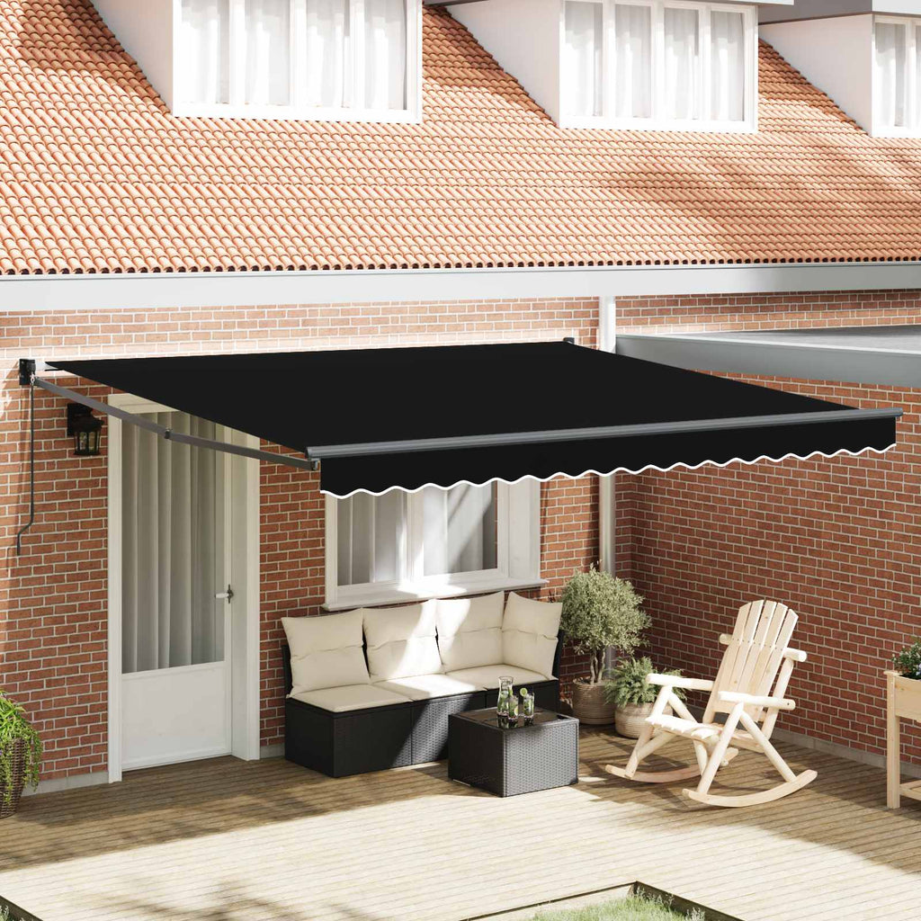 vidaXL Markiza wysuwana Czarny 400 × 300 cm 100% Poliester i Aluminium