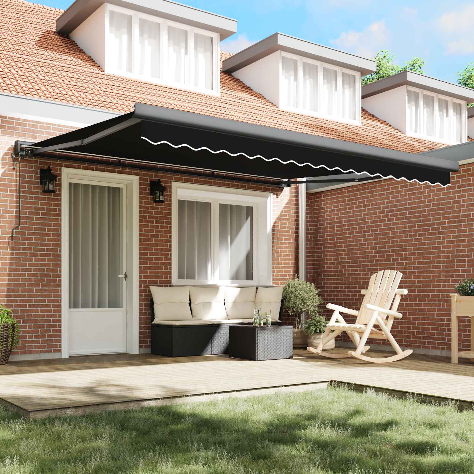 vidaXL Markiza Czarny 400 × 300 cm Poliester i aluminium