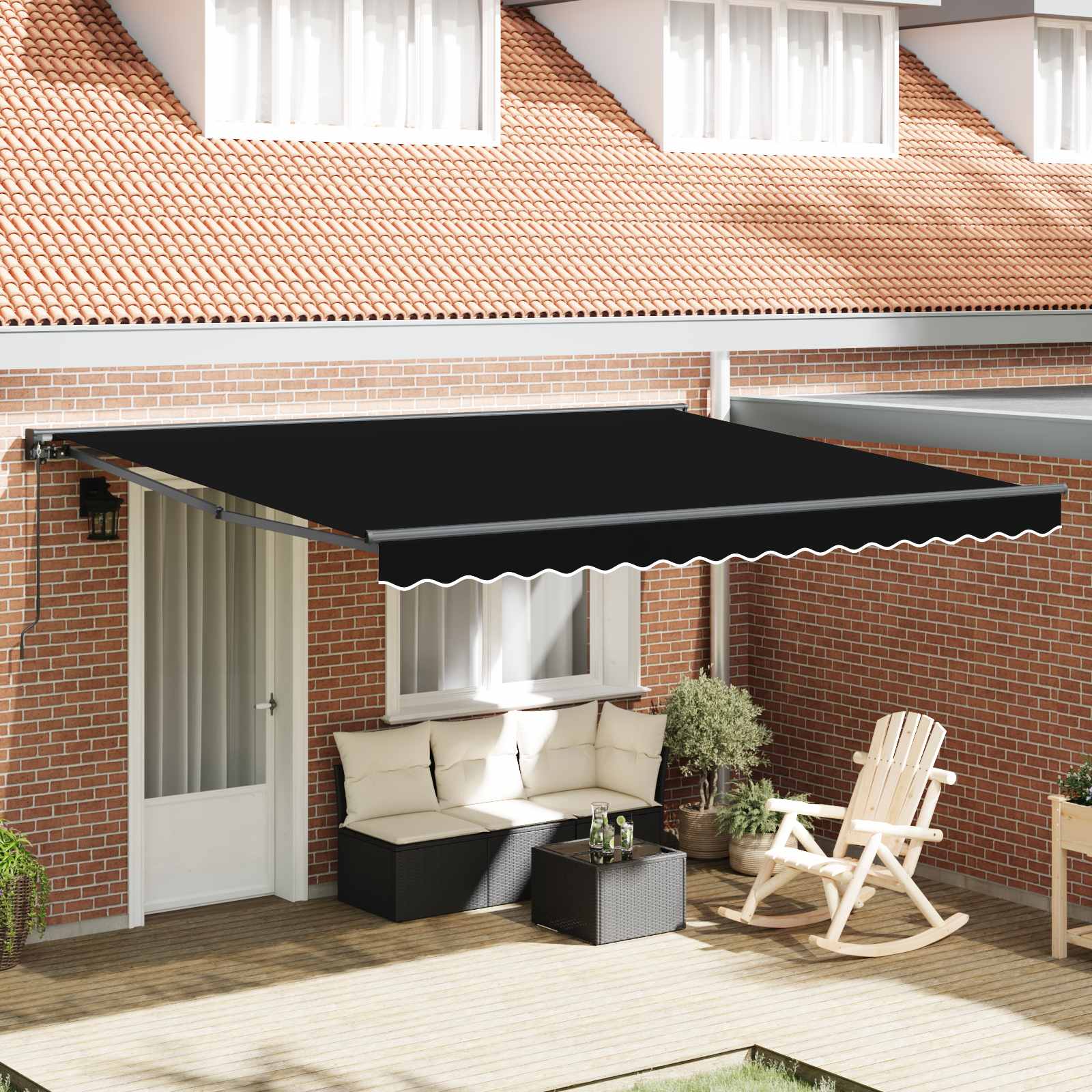 vidaXL Rama markizy Czarny 400 × 300 cm Poliester z powłoką PU
