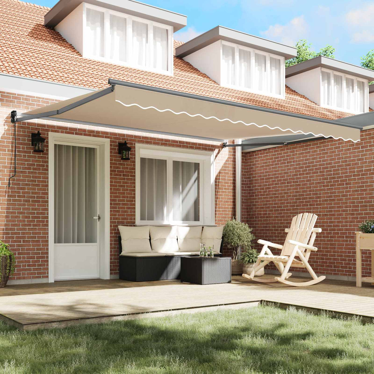 vidaXL Markiza wysuwana Beżowy 400 × 300 cm 100% Poliester i Aluminium