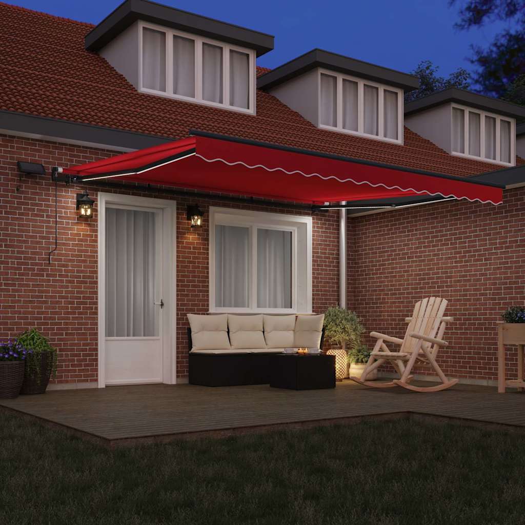 vidaXL Markiza wysuwana czerwony 400 × 300 cm Tkanina i aluminium
