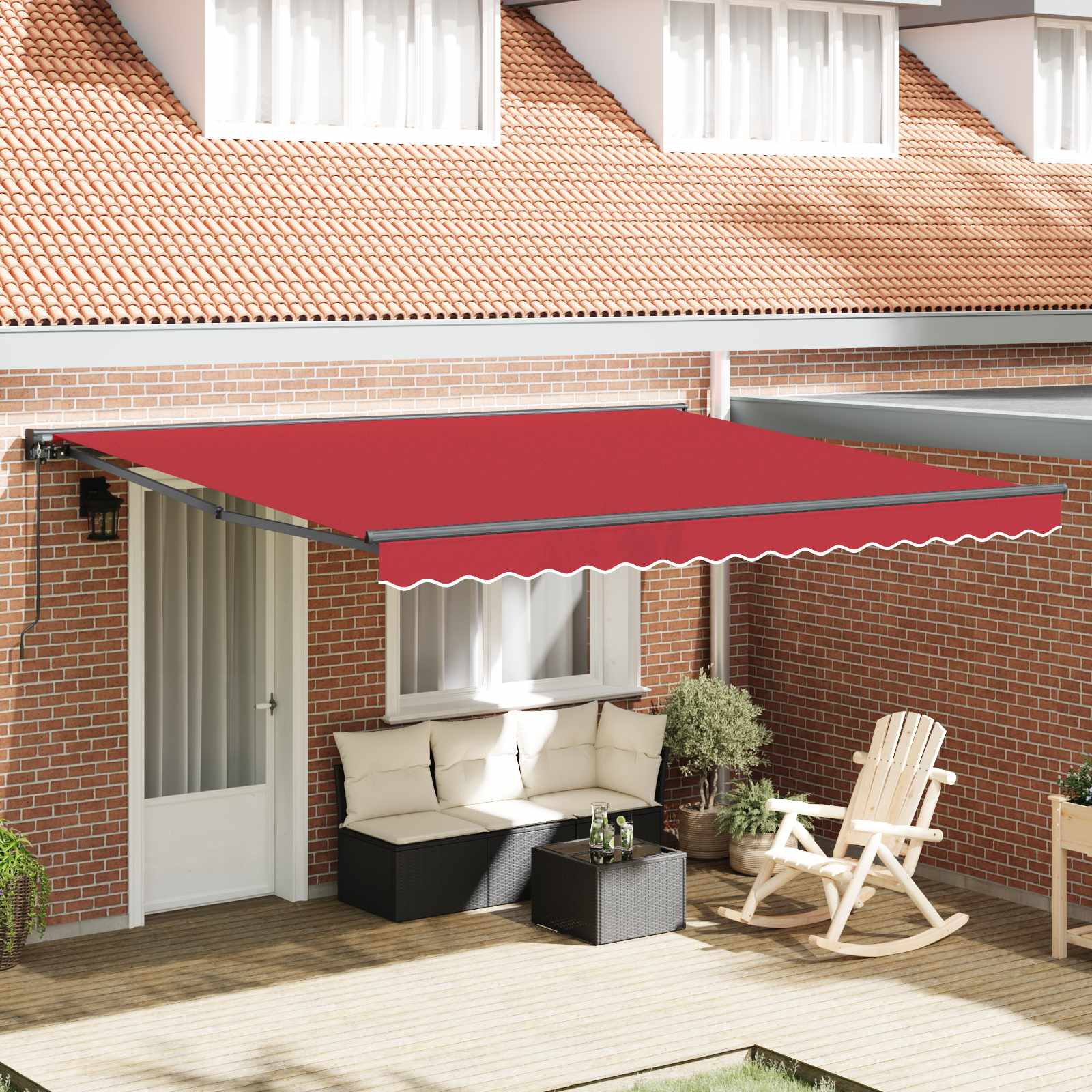 vidaXL Rama markizy Czerwony 400 × 300 cm Poliester z powłoką PU