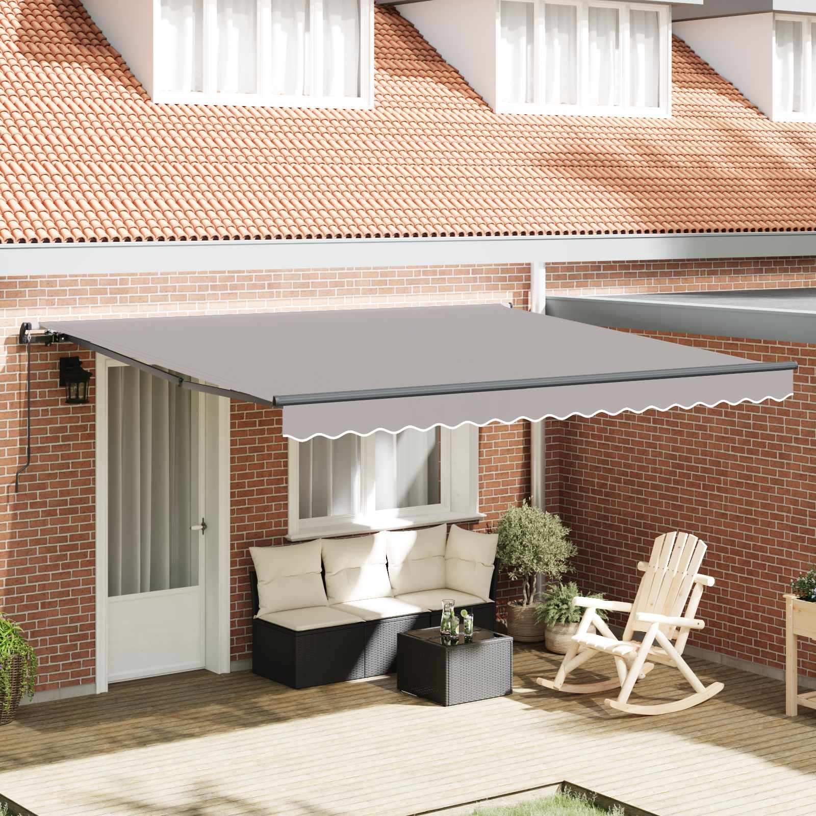 vidaXL Markiza wysuwana jasnoszary 400 × 350 cm Poliester i aluminium