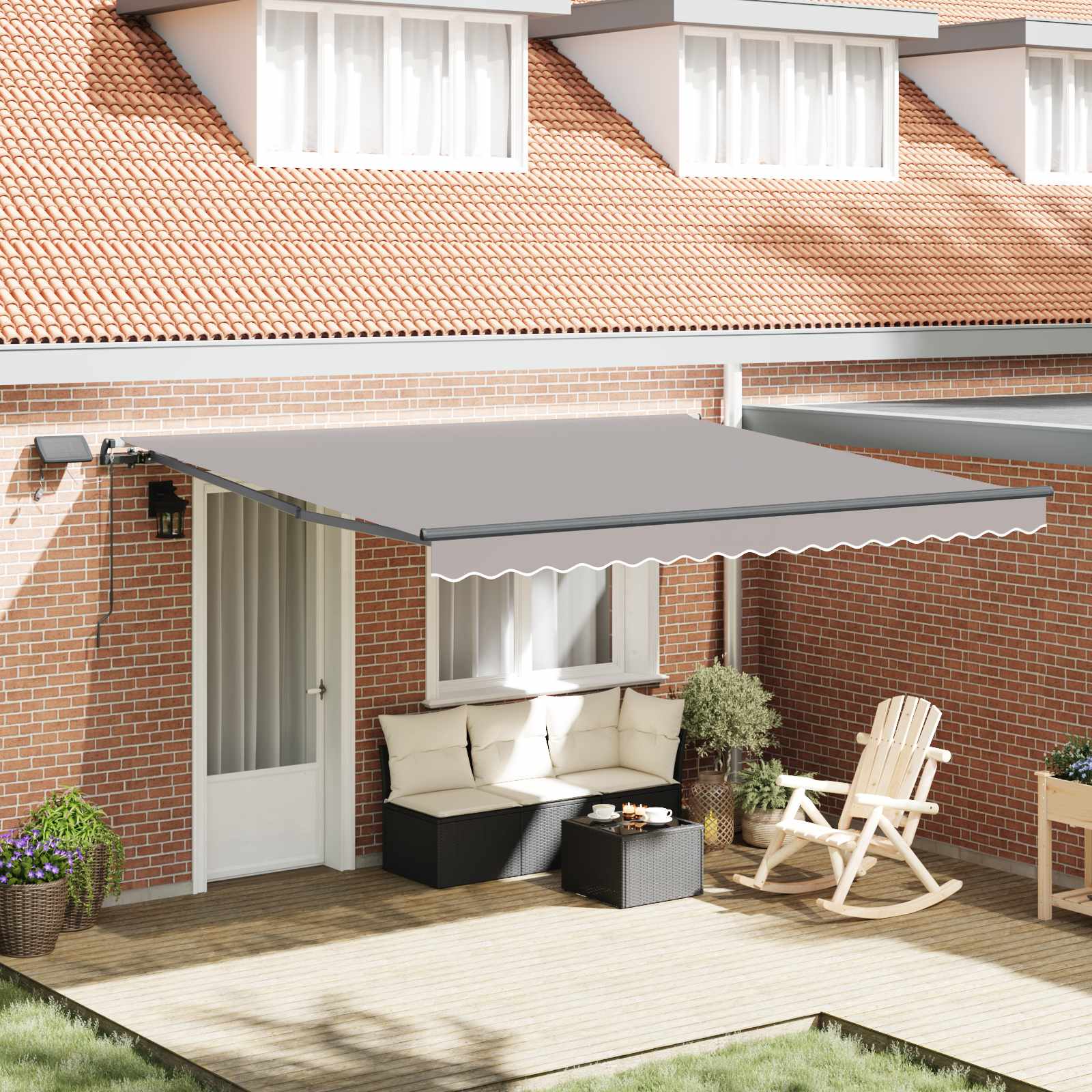 vidaXL Markiza wysuwana jasnoszary 400 × 350 cm Tkanina i aluminium