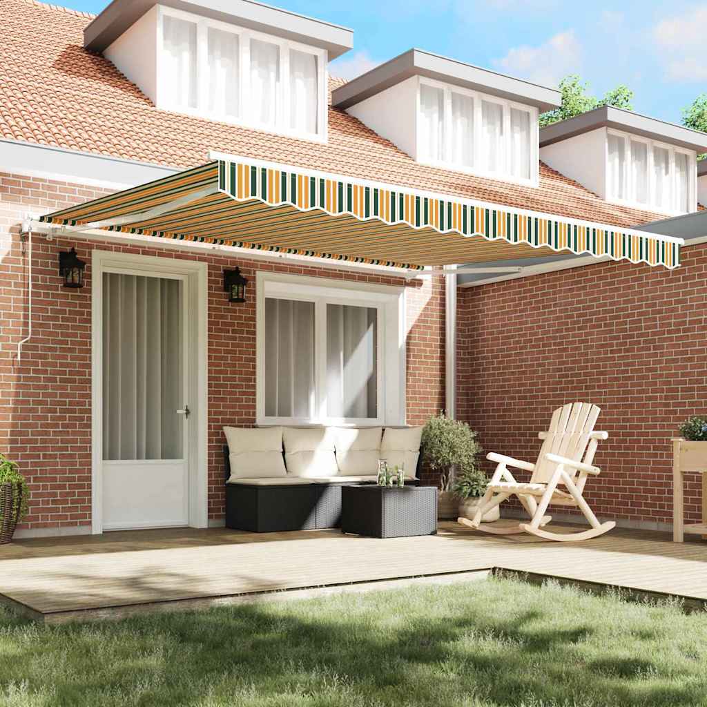 vidaXL Markiza wysuwana Zielony i żółty 400 × 350 cm