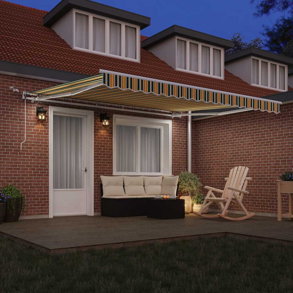 vidaXL Markiza wysuwana Zielony i Żółty 400 × 350 cm Poliester