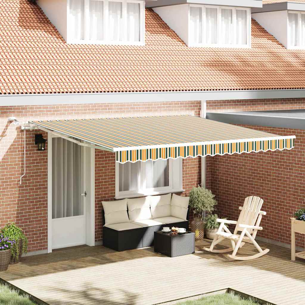 vidaXL Markiza wysuwana Zielony i Żółty 400 × 350 cm Poliester
