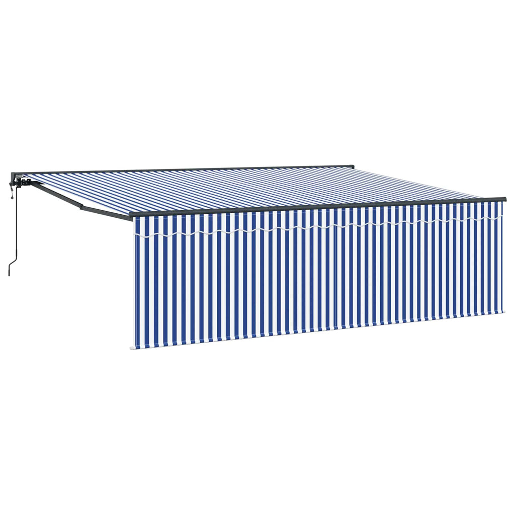 vidaXL Markiza zwijana Niebieski i biały 400 × 300 cm