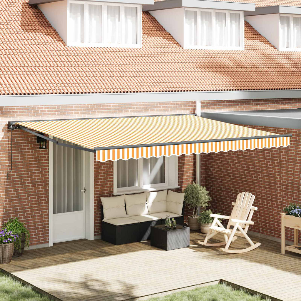 vidaXL Rama markizy Żółty i Biały 450 × 300 cm Poliester z powłoką PU