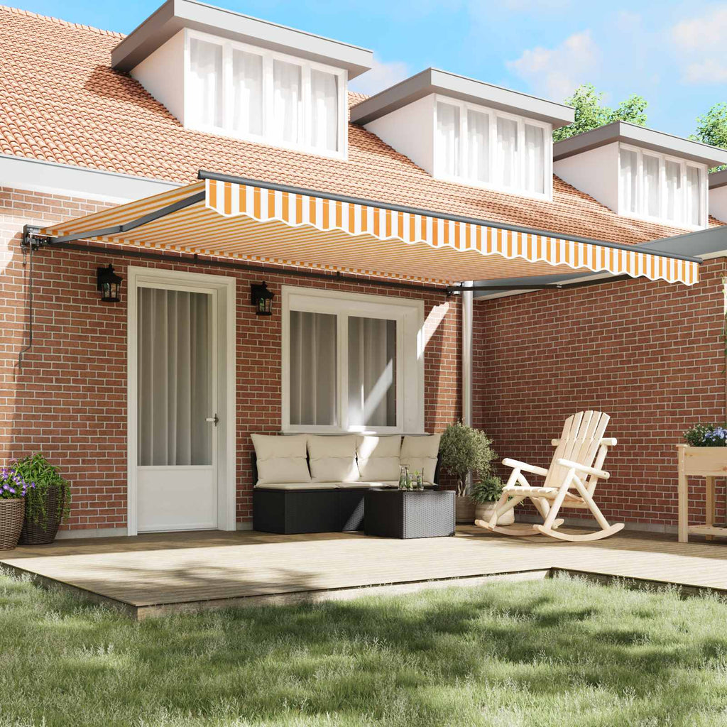 vidaXL Rama markizy Żółty i Biały 450 × 300 cm Poliester z powłoką PU