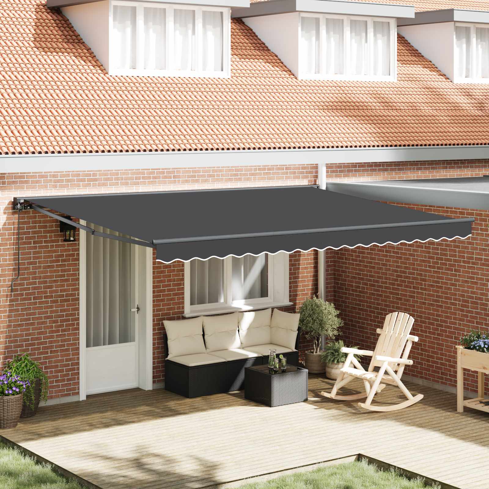 vidaXL Rama markizy Antracyt 450 × 300 cm Poliester z powłoką PU