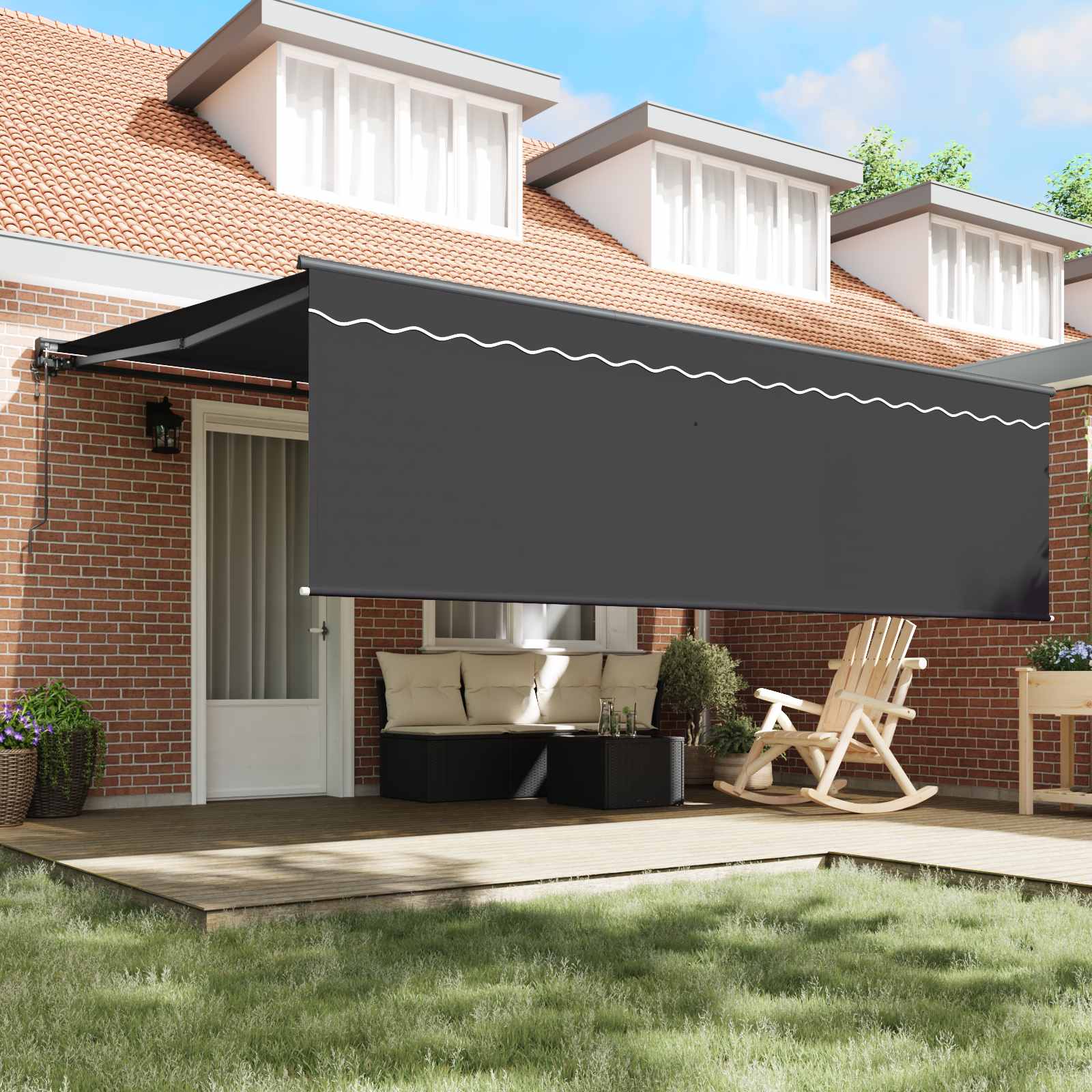 vidaXL Markiza zwijana Antracyt 450 × 350 cm Poliester i aluminium