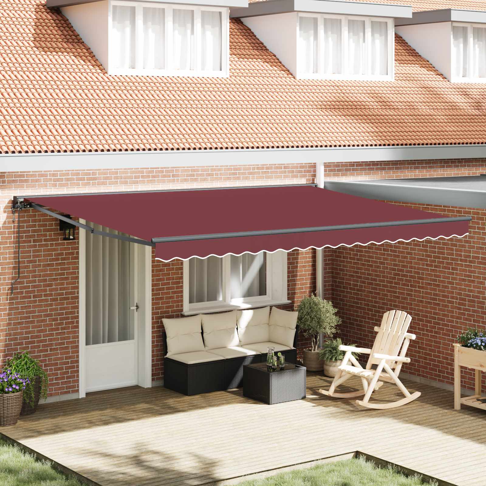 vidaXL Rama markizy bordowy 450 × 300 cm Poliester z powłoką PU