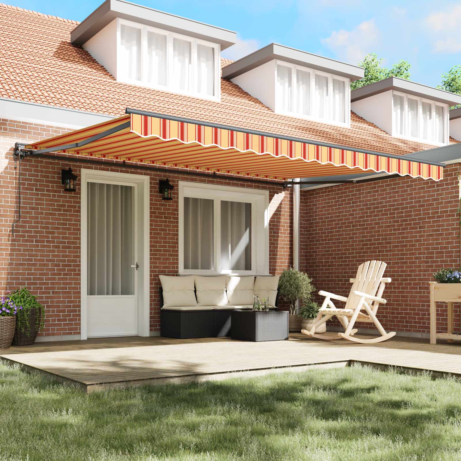vidaXL Rama markizy Wielokolorowe 450 × 300 cm Poliester z powłoką PU