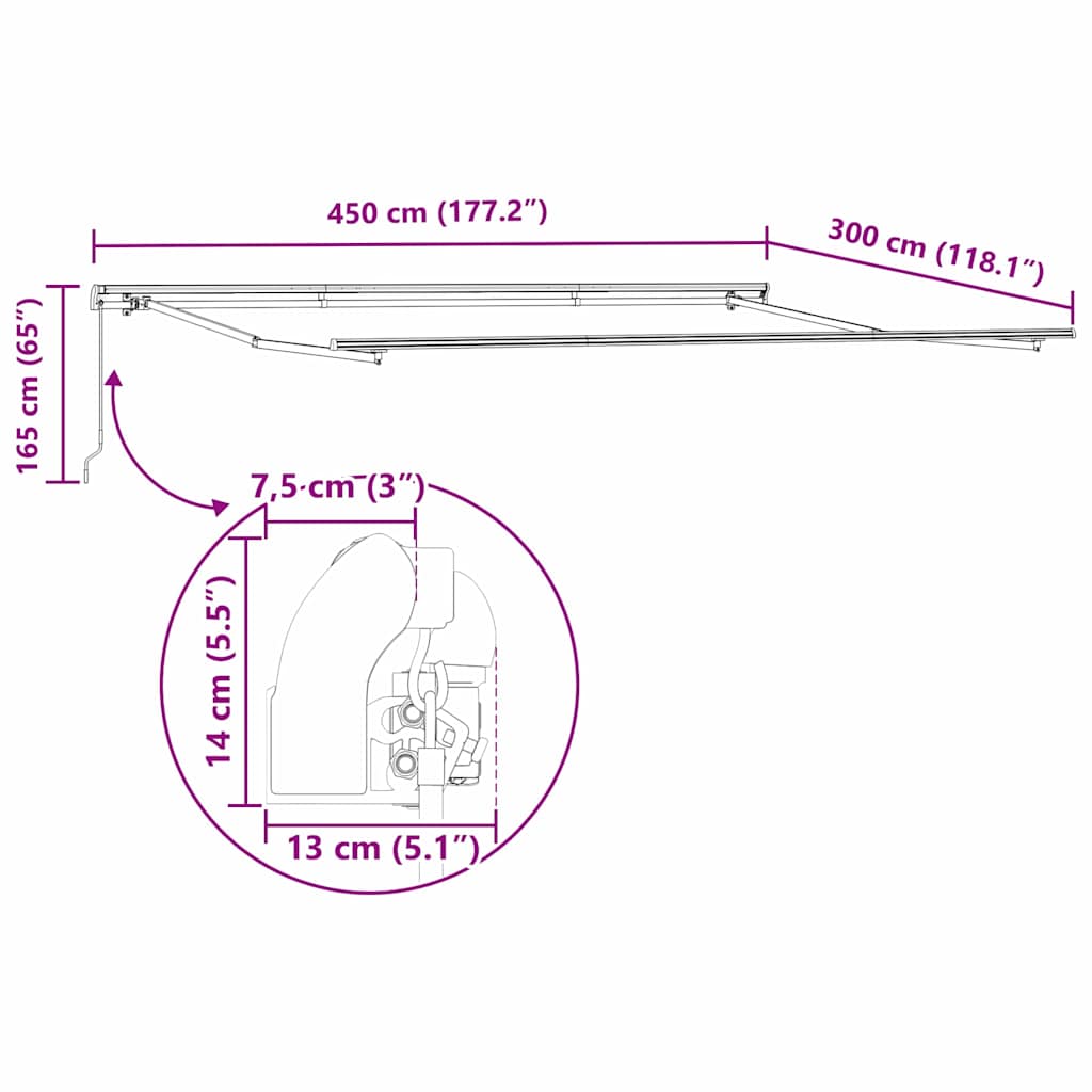 vidaXL Markiza zwijana Wielokolorowe 450 × 300 cm