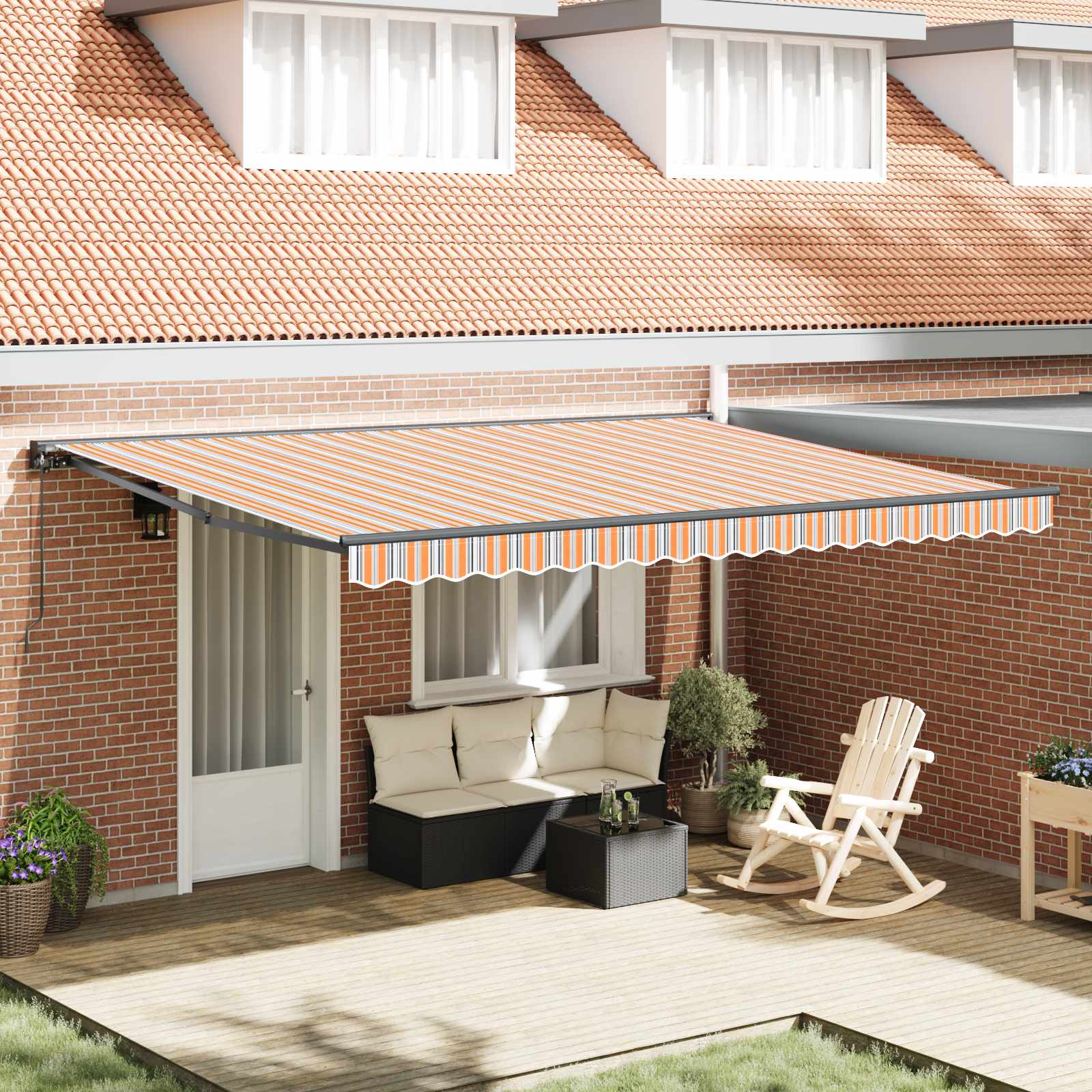 vidaXL Rama markizy Niebieski i Pomarańczowy 450 × 300 cm