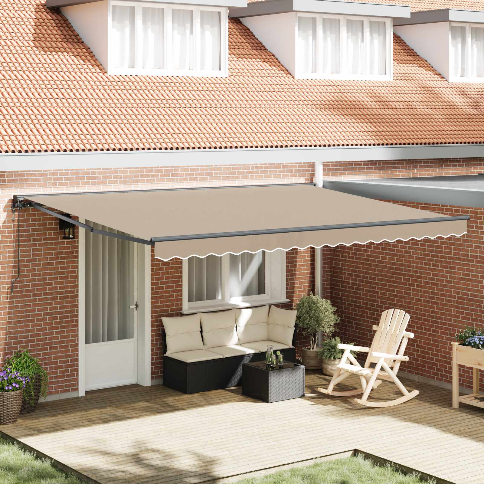 vidaXL Rama markizy Beżowy 450 × 300 cm Poliester z powłoką PU