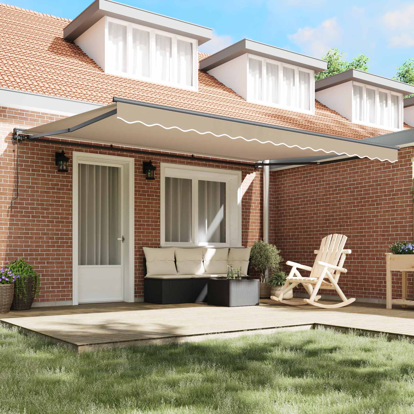 vidaXL Rama markizy Beżowy 450 × 300 cm Poliester z powłoką PU