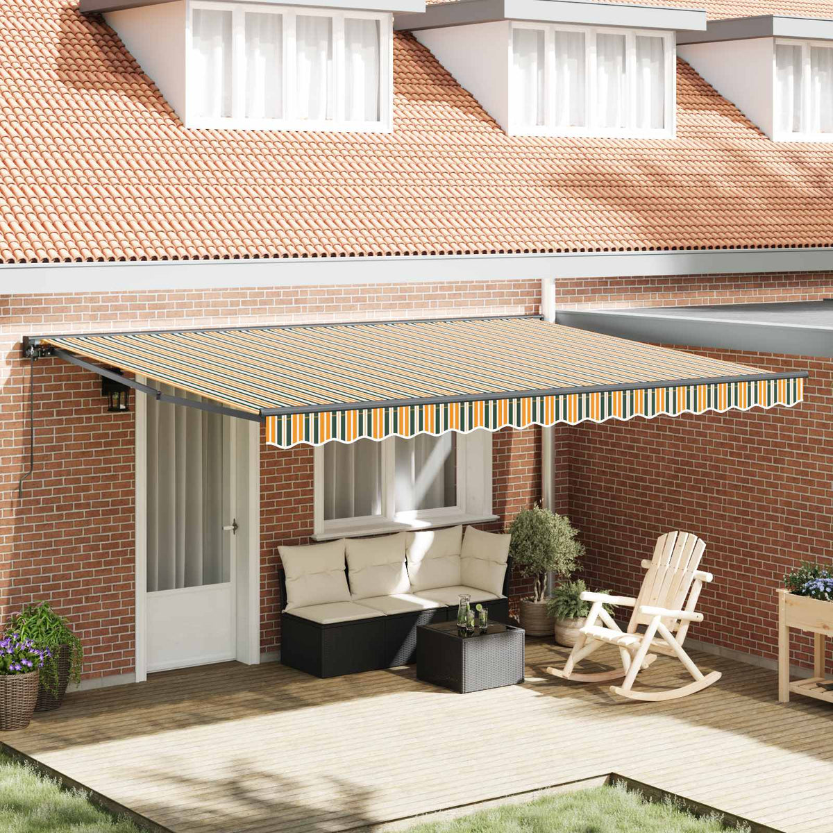 vidaXL Rama markizy Zielony i Żółty 450 × 300 cm