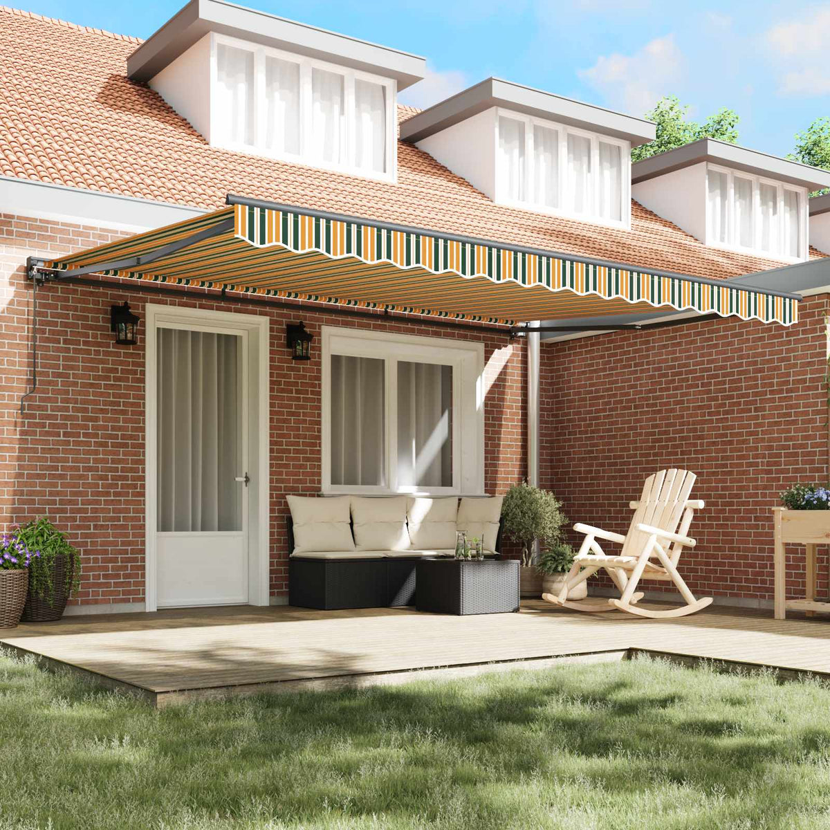 vidaXL Rama markizy Zielony i Żółty 450 × 300 cm