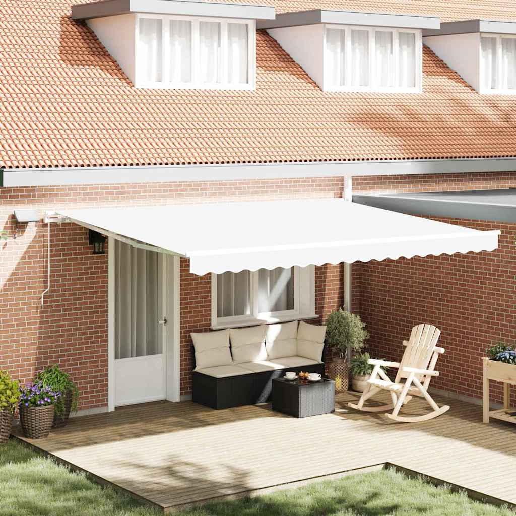 vidaXL Markiza wysuwana Biały 450 × 350 cm Tkanina i aluminium