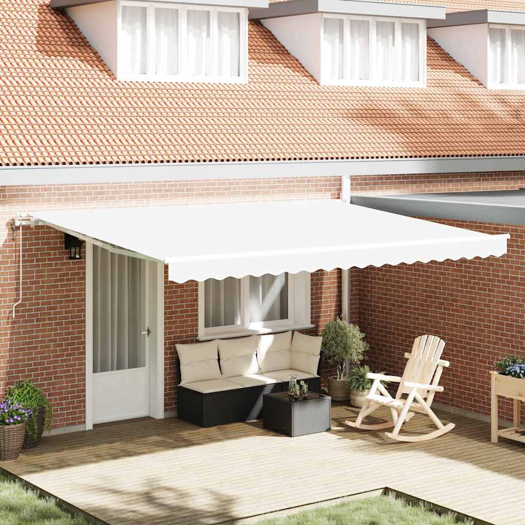 vidaXL Markiza wysuwana Biały 450 × 350 cm Tkanina i aluminium