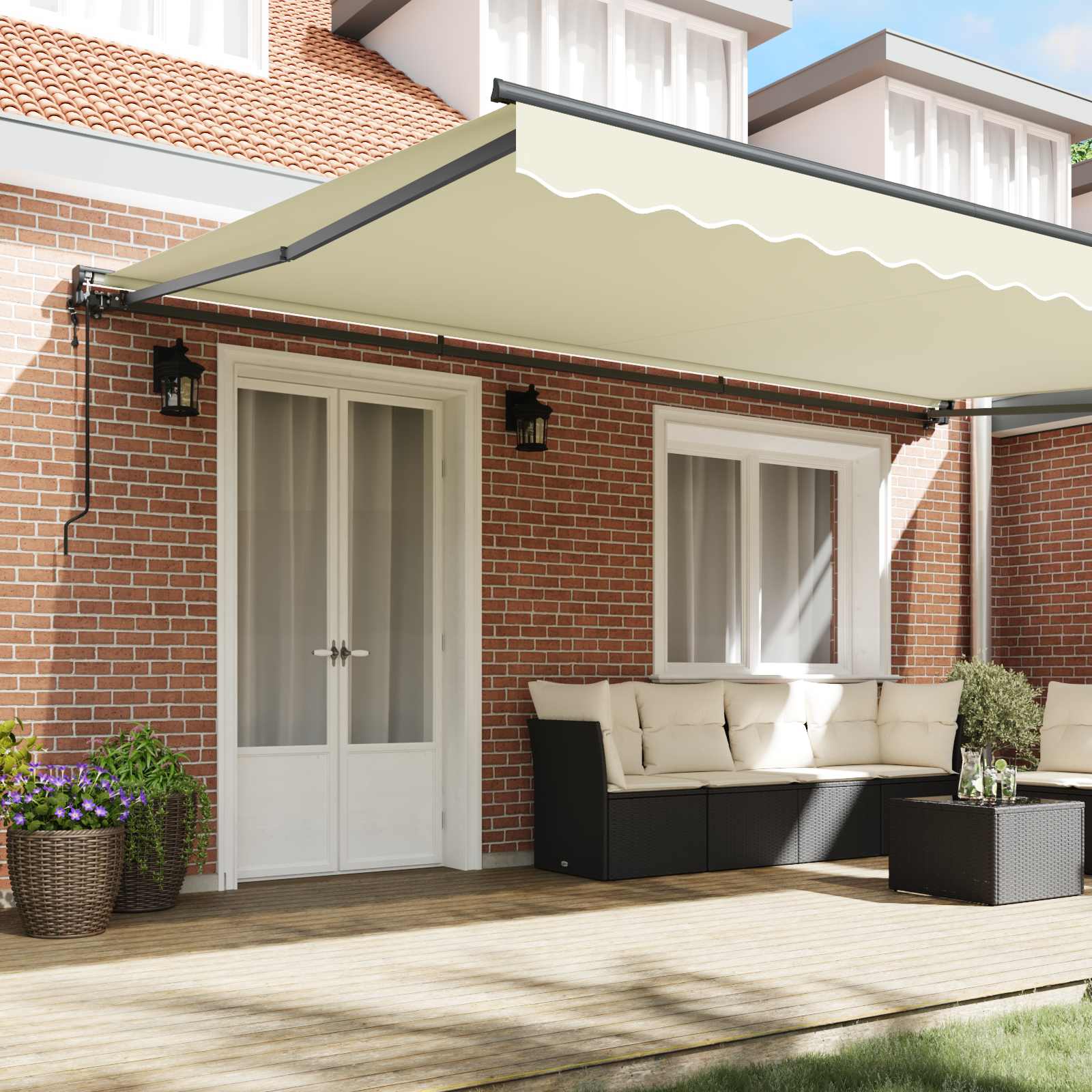 vidaXL Rama markizy Kremowy 500 × 300 cm Poliester z powłoką PU