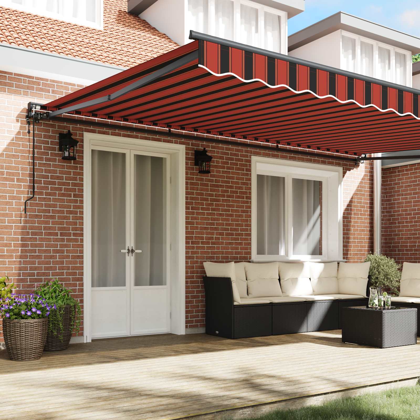 vidaXL Rama markizy Pomarańczowy i Czarny 500 × 300 cm