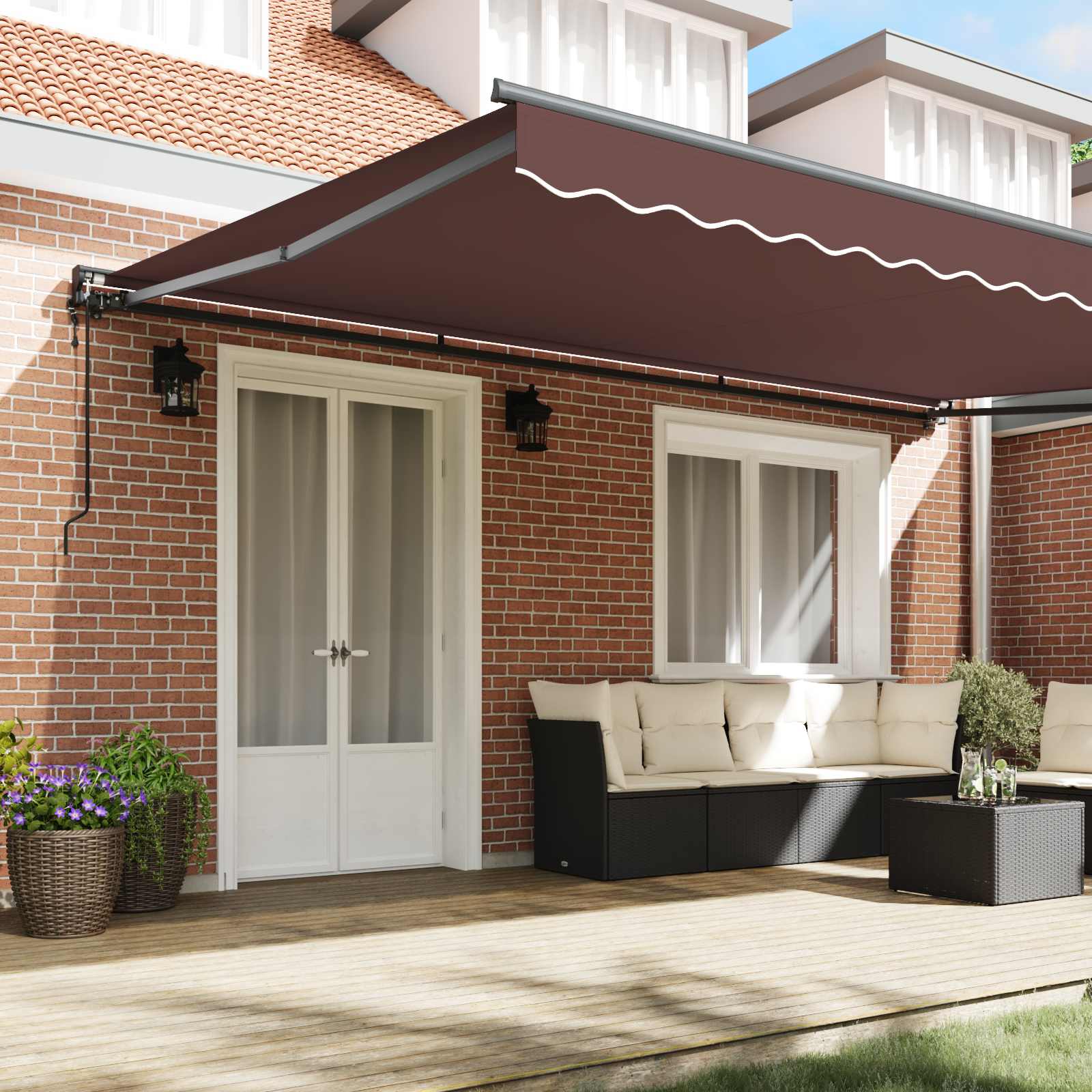vidaXL Rama markizy Brązowy 500 × 300 cm Poliester z powłoką PU