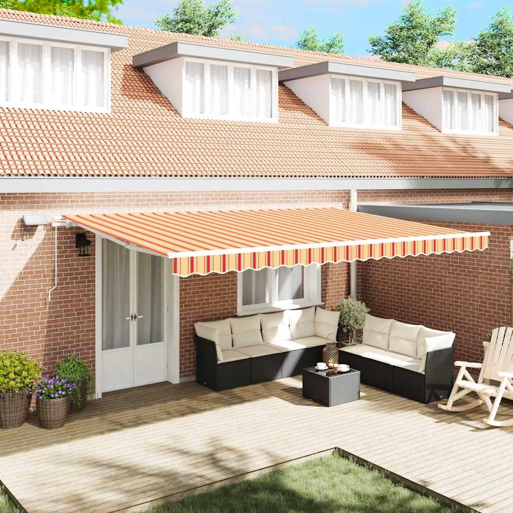 vidaXL Markiza wysuwana Żółty i pomarańczowy 500 × 300 cm