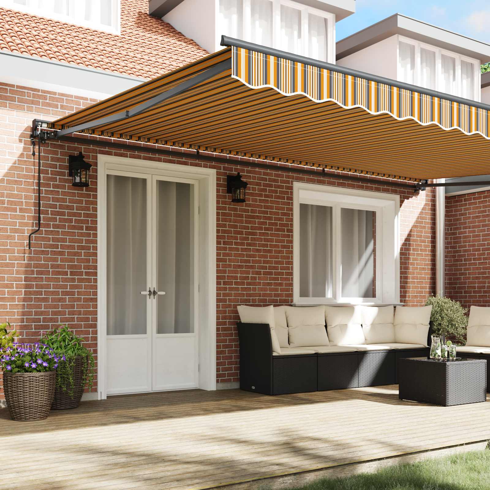 vidaXL Rama markizy Żółty i Szary 500 × 300 cm Poliester z powłoką PU