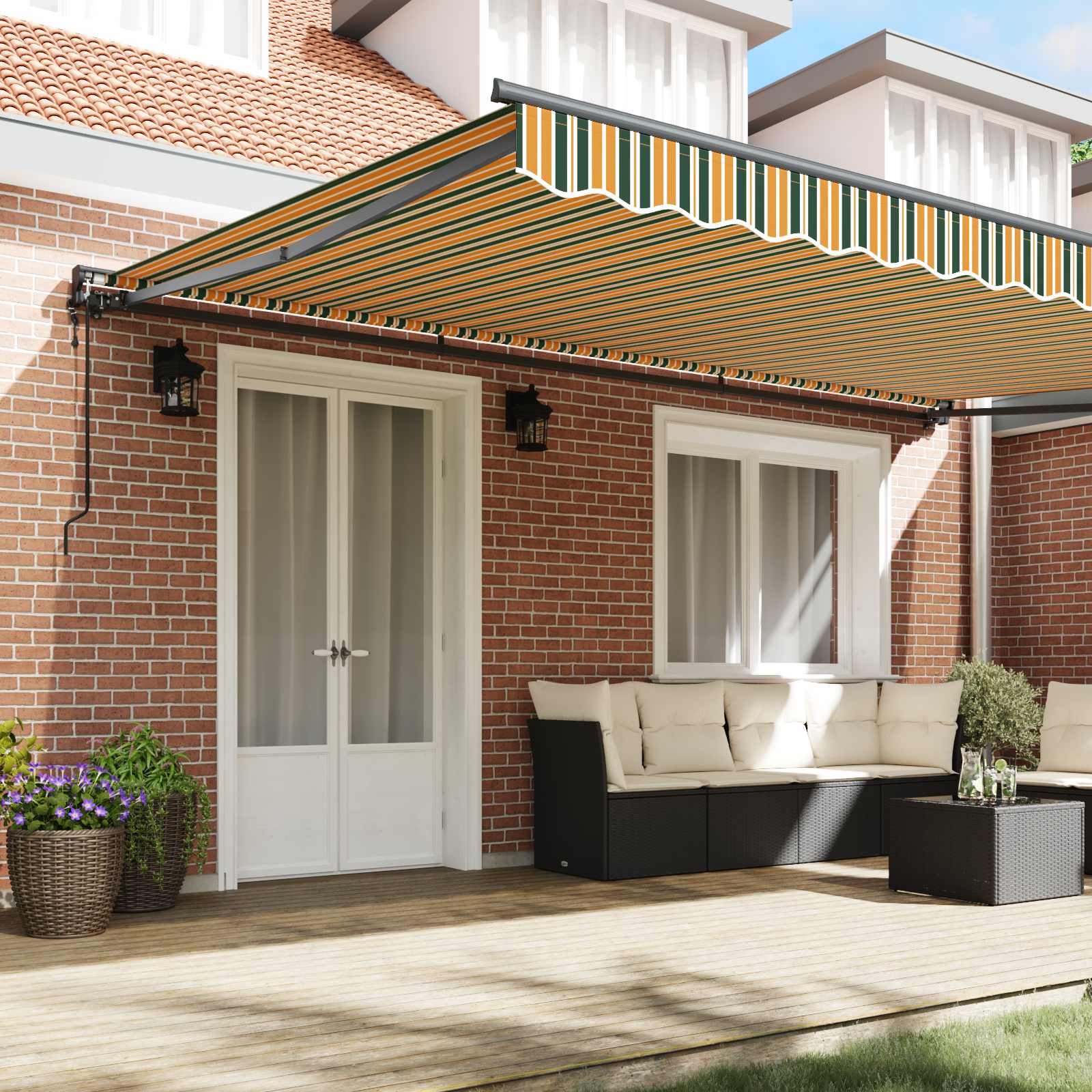 vidaXL Rama markizy Zielony i Żółty 500 × 300 cm