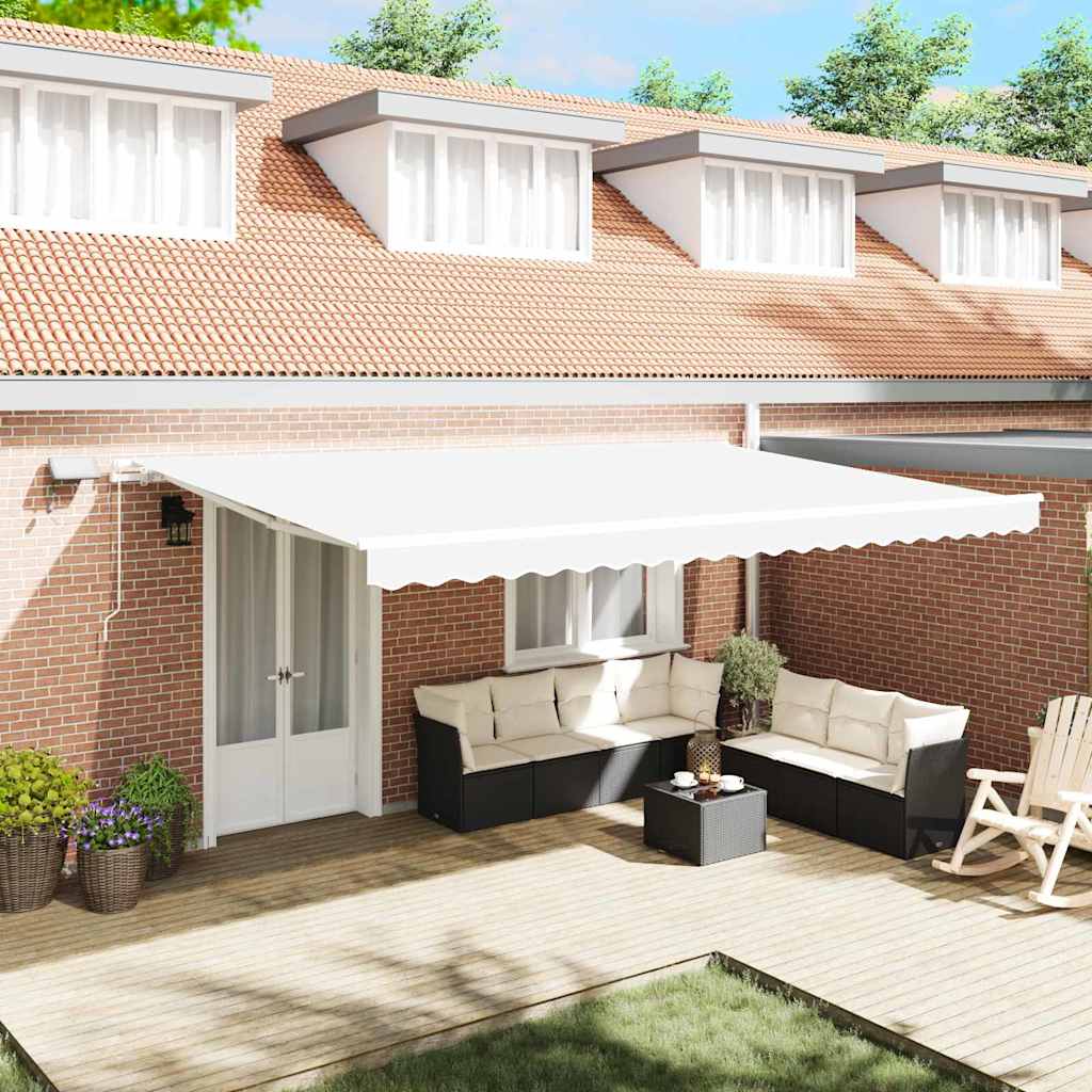 vidaXL Markiza wysuwana Biały 500 × 350 cm Tkanina i aluminium