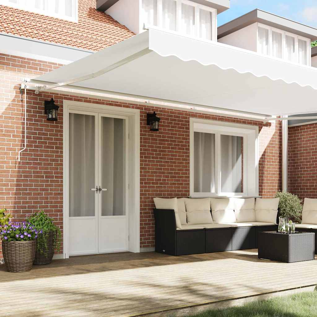 vidaXL Markiza wysuwana Biały 500 × 350 cm Tkanina i aluminium