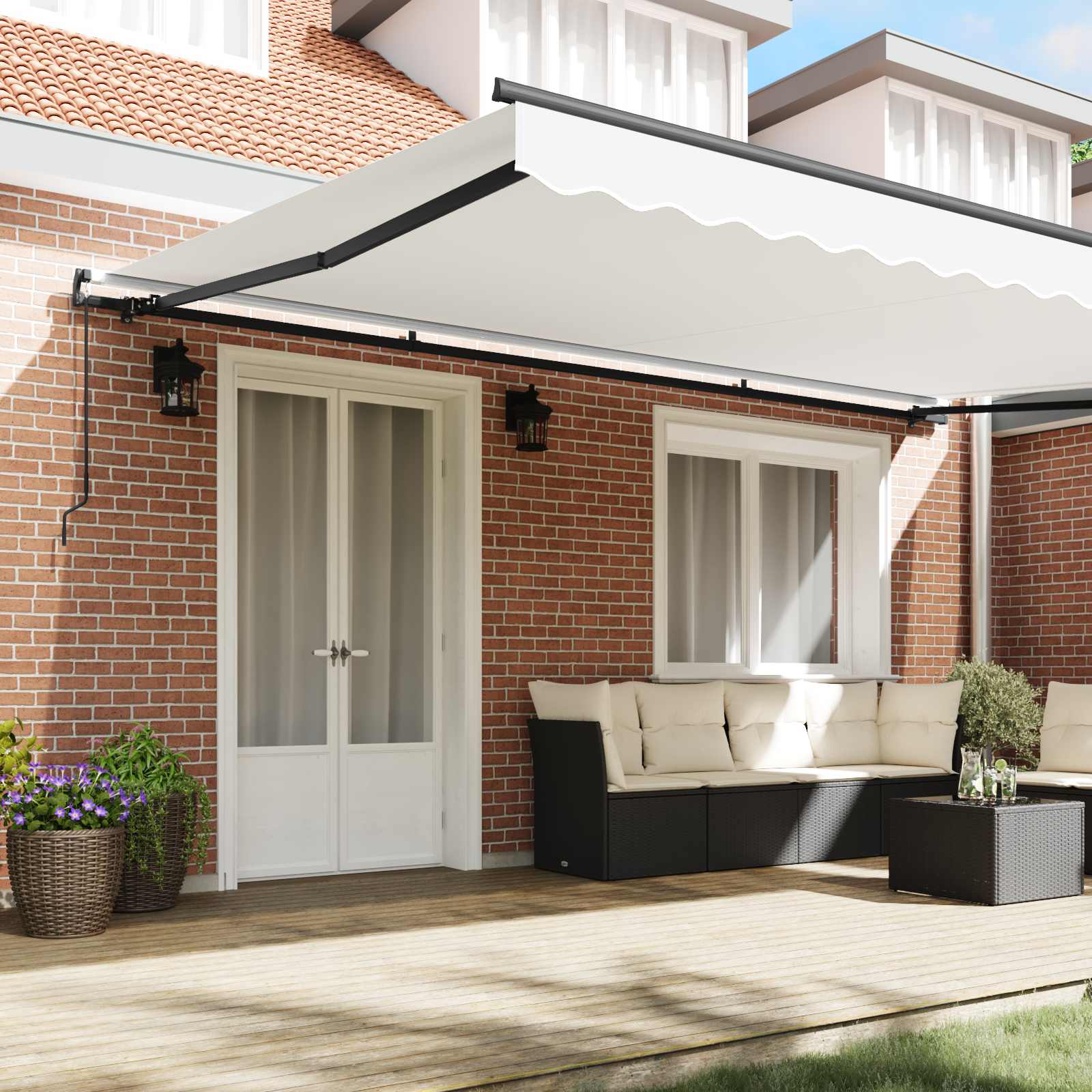 vidaXL Markiza wysuwana Biały 500 × 350 cm Poliester i aluminium