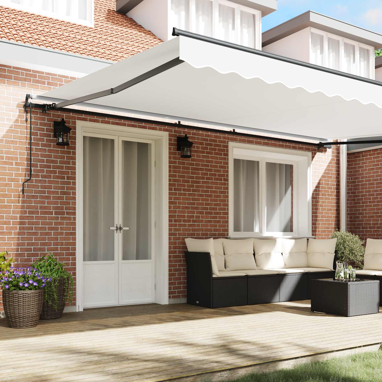 vidaXL Markiza wysuwana Biały 500 × 350 cm Tkanina i aluminium