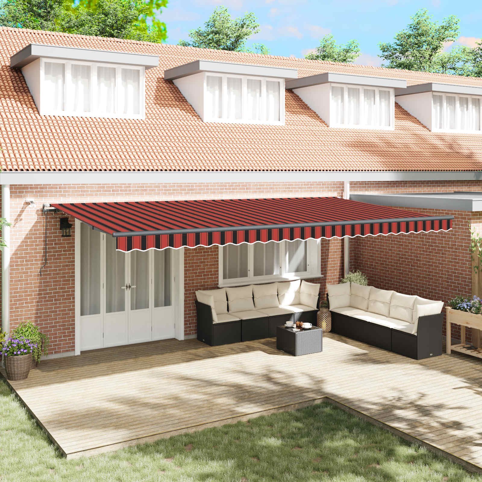 vidaXL Tkanina Zadaszenia pomarańczowy i brązowy 600 × 300 cm