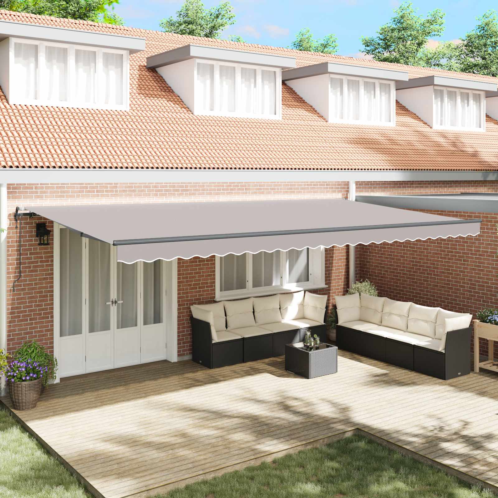 vidaXL Markiza wysuwana jasnoszary 600 × 350 cm Tkanina i aluminium