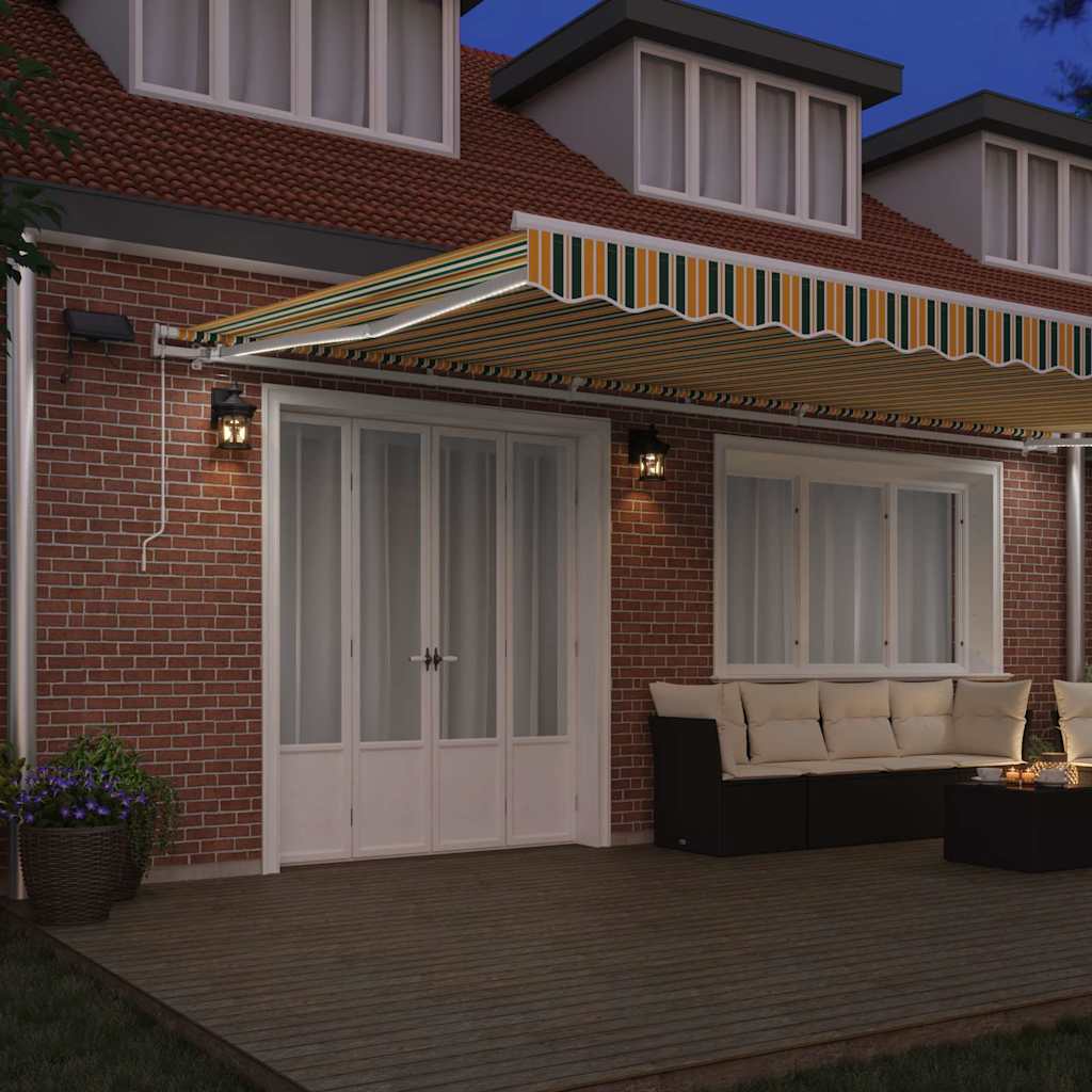 vidaXL Markiza wysuwana Zielony i żółty 600 × 350 cm