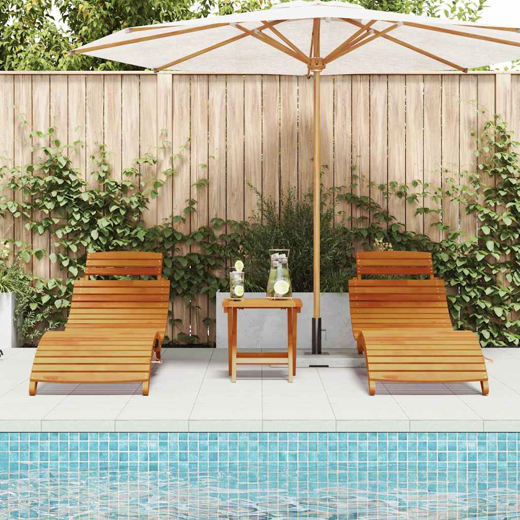 vidaXL Leżak 2 pcs Brązowy 55 x 184 x 64cm Lite Drewno Akacji