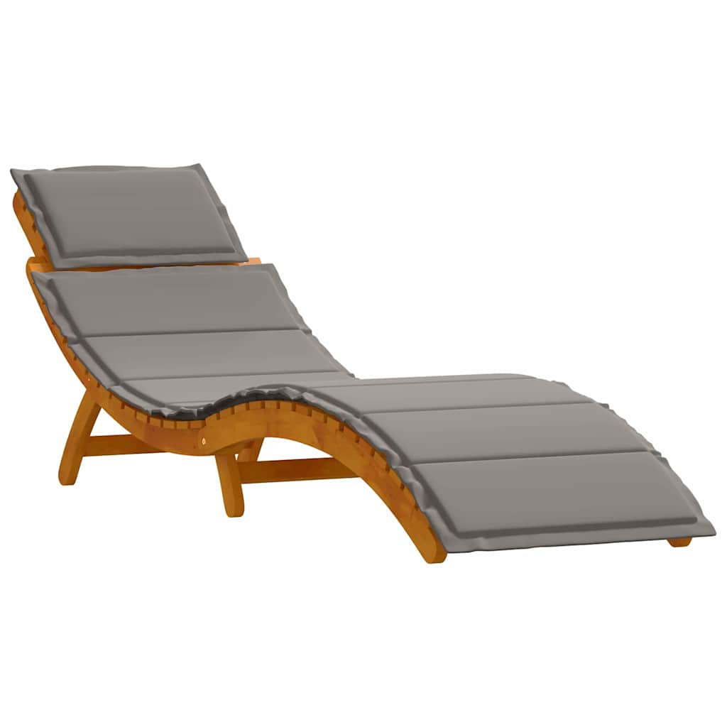 vidaXL Leżak z poduszką 2 pcs Szary Lite Drewno Akacji
