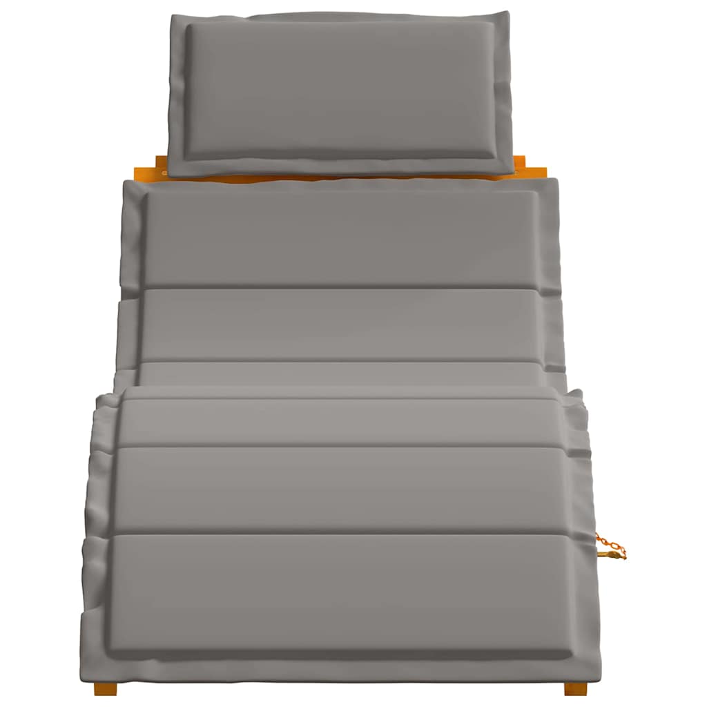 vidaXL Leżak z poduszką 2 pcs Szary Lite Drewno Akacji
