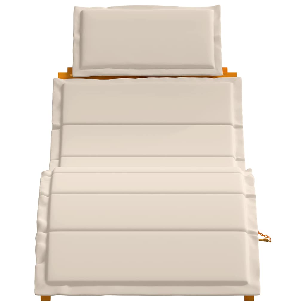 vidaXL Leżak z poduszką 2 pcs Kremowa biel Lite Drewno Akacji