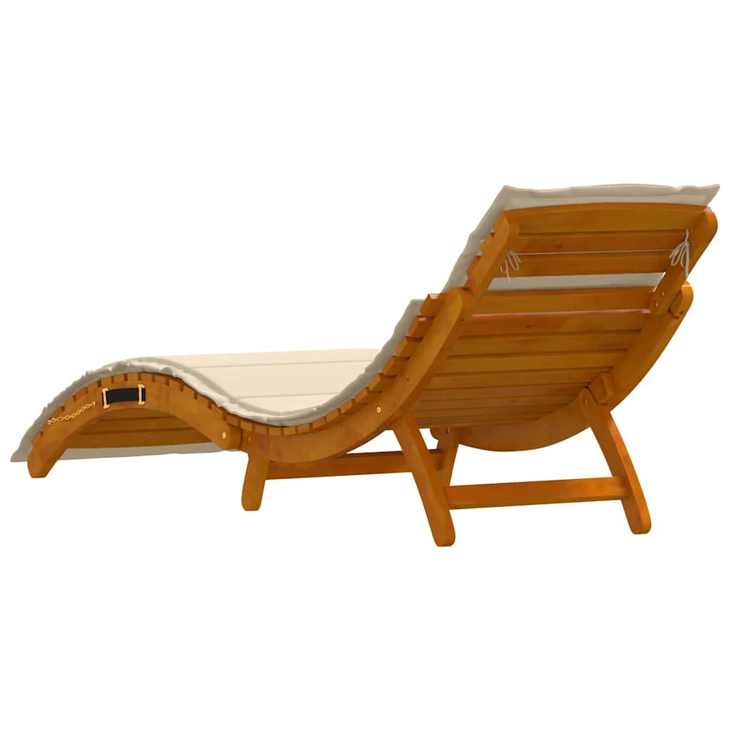 vidaXL Leżak z poduszką 2 pcs Beżowy Lite Drewno Akacji