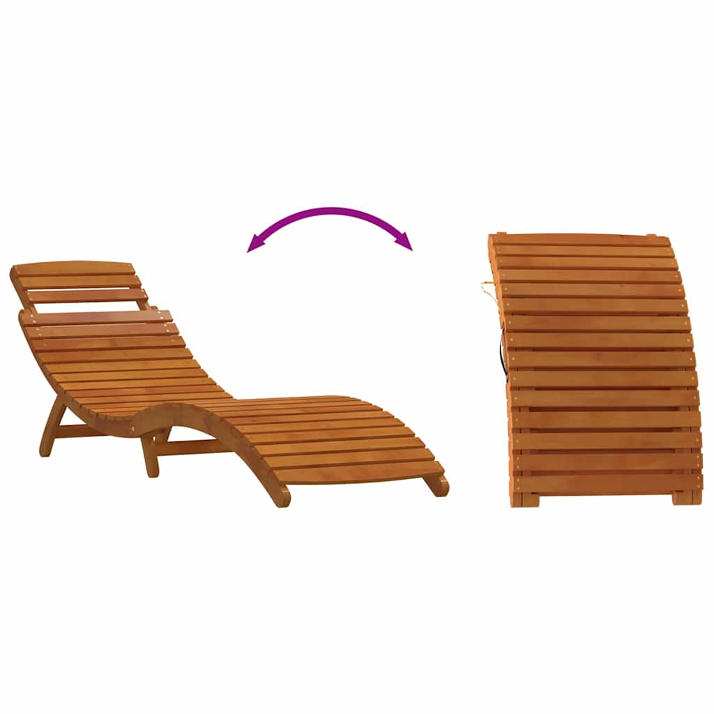 vidaXL Leżak z poduszką 2 pcs Beżowy Lite Drewno Akacji
