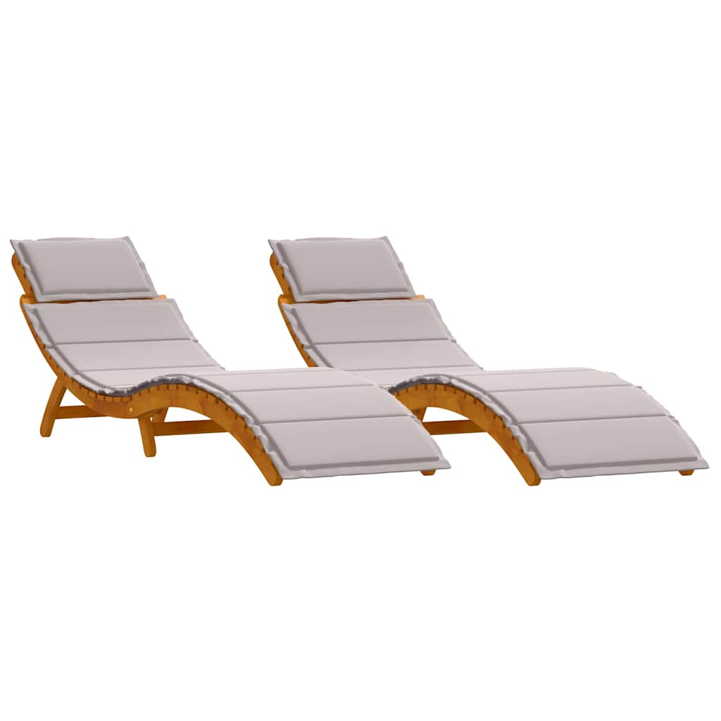 vidaXL Leżak z poduszką 2 pcs Ciemnoszary Lite Drewno Akacji